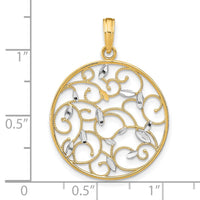 Load image into Gallery viewer, 14K w/Rhodium Floral Medallion Pendant Charm
