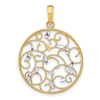 Load image into Gallery viewer, 14K w/Rhodium Floral Medallion Pendant Charm
