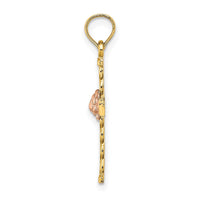 Load image into Gallery viewer, 14k Two-Tone Twisted Cross w/ Flower Charm
