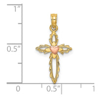 Load image into Gallery viewer, 14k Two-Tone Cross w/ Heart Charm
