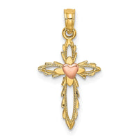 Load image into Gallery viewer, 14k Two-Tone Cross w/ Heart Charm
