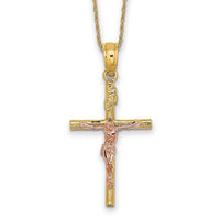 Load image into Gallery viewer, 14k Two-tone Cross Crucifix Necklace
