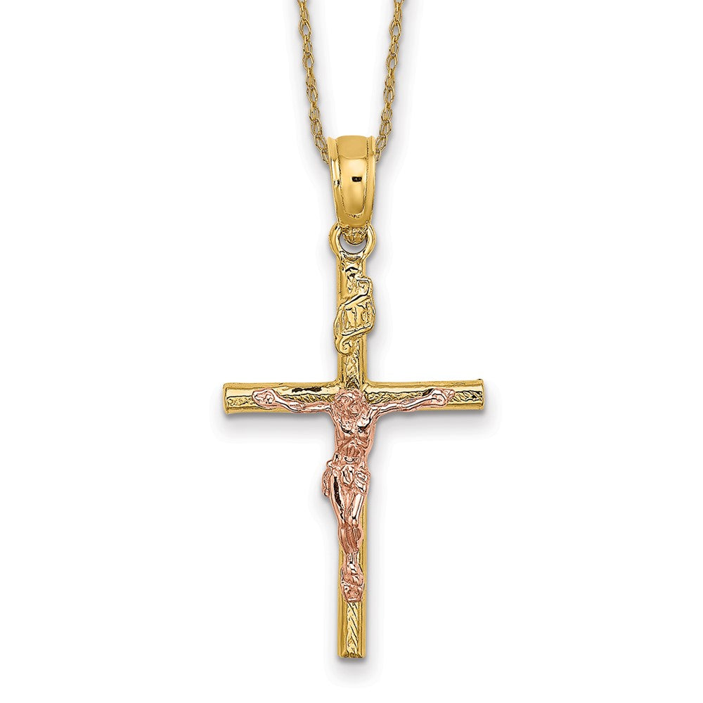 14k Two-tone Cross Crucifix Necklace