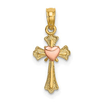 Load image into Gallery viewer, 14k Two-Tone Cross w/ Heart Charm
