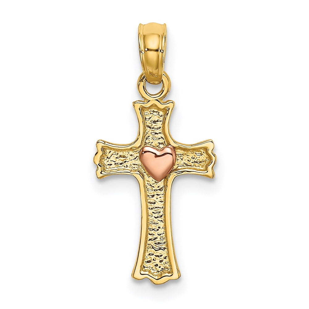 14k Two-Tone w/ Heart In Cross Charm