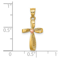 Load image into Gallery viewer, 14k Two-Tone Twisted Cross w/ Heart Charm
