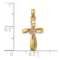 Load image into Gallery viewer, 14k Two-Tone Twisted Cross w/ Heart Charm
