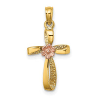 Load image into Gallery viewer, 14k Two-Tone Twisted Cross w/ Heart Charm
