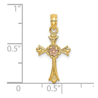 Load image into Gallery viewer, 14k Two-Tone Cross w/ Flower Charm

