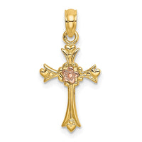 Load image into Gallery viewer, 14k Two-Tone Cross w/ Flower Charm
