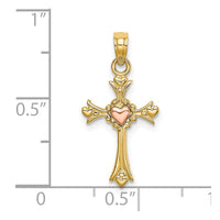 Load image into Gallery viewer, 14k Two-Tone Cross w/ Heart Charm

