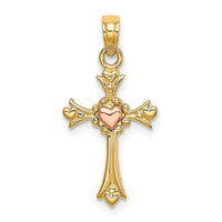 Load image into Gallery viewer, 14k Two-Tone Cross w/ Heart Charm
