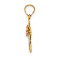 Load image into Gallery viewer, 14k Two-Tone Cross w/ Small Flower Charm
