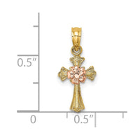 Load image into Gallery viewer, 14k Two-Tone Cross w/ Small Flower Charm
