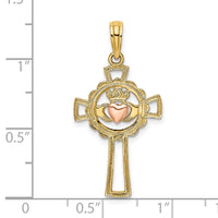 Load image into Gallery viewer, 14K Two-Tone Claddagh Cross Charm
