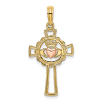 Load image into Gallery viewer, 14K Two-Tone Claddagh Cross Charm
