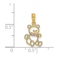Load image into Gallery viewer, 14k Two-Tone Cut-out Teddy Bear w/ Bow Tie Charm
