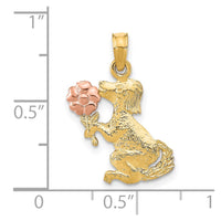 Load image into Gallery viewer, 14k Two-Tone Dog Holding Flower Charm
