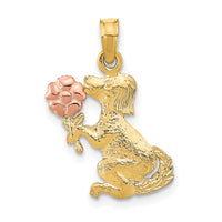 Load image into Gallery viewer, 14k Two-Tone Dog Holding Flower Charm
