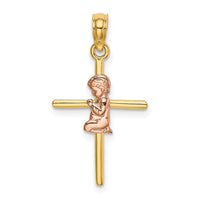 Load image into Gallery viewer, 14K Two-Tone 2-D Boy On Cross Charm
