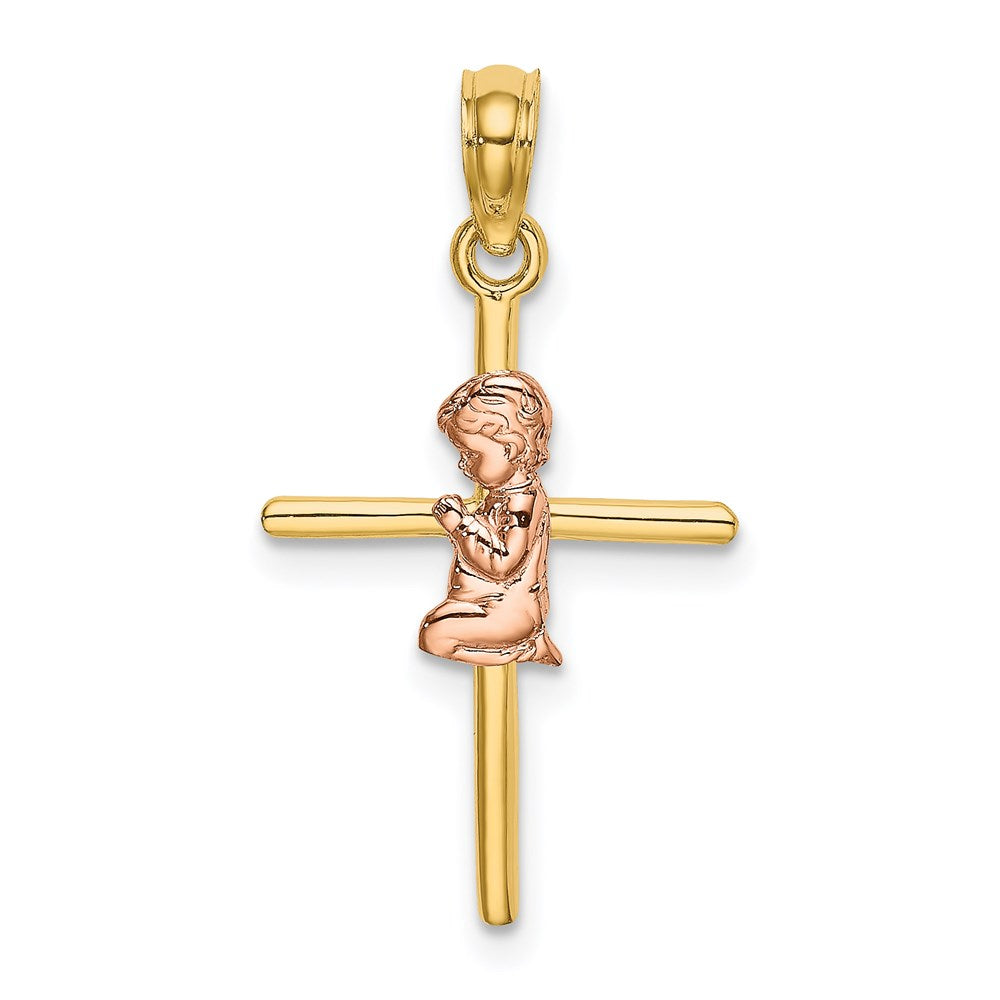 14K Two-Tone 2-D Boy On Cross Charm