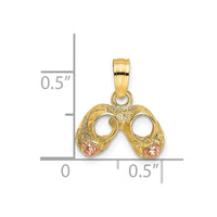 Load image into Gallery viewer, 14k  3D Two-Tone Baby Booties w/ Teddy Bear Charm
