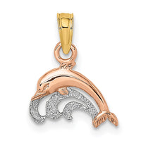 Load image into Gallery viewer, 14K Two-Tone W/White Rhodium Dolphin and Wave Charm
