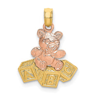 Load image into Gallery viewer, 14k Two-Tone Teddy Bear w/ ABC Blocks Charm
