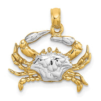 Load image into Gallery viewer, 14k with White Rhodium Charm Blue Crab Charm
