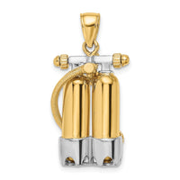 Load image into Gallery viewer, 14K w/Rhodium 3-D Double Scuba Tanks W/Air Hose Charm

