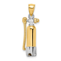 Load image into Gallery viewer, 14K w/Rhodium 3-D Single Scuba Tank W/ Hose Charm
