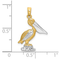 Load image into Gallery viewer, 14K with White Rhodium Standing Pelican Charm
