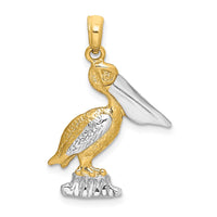 Load image into Gallery viewer, 14K with White Rhodium Standing Pelican Charm

