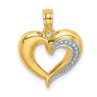 Load image into Gallery viewer, 14k w/ RH Polished and Textured Heart Charm
