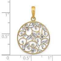 Load image into Gallery viewer, 14K w/Rhodium D/C Filigree Round Charm
