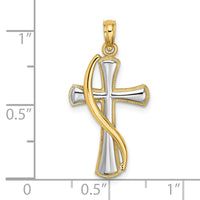 Load image into Gallery viewer, 14K w/Rhodium Cross w/Drape Charm
