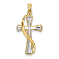 Load image into Gallery viewer, 14K w/Rhodium Cross w/Drape Charm
