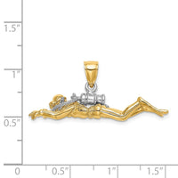 Load image into Gallery viewer, 14K w/Rhodium 3-D Male Scuba Diver Charm
