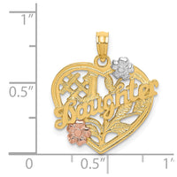 Load image into Gallery viewer, 14k Two-tone w/White Rhodium #1 DAUGHTER Heart Charm
