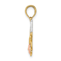 Load image into Gallery viewer, 14k Two-tone w/White Rhodium #1 MOM w/ Flower Charm
