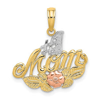 Load image into Gallery viewer, 14k Two-tone w/White Rhodium #1 MOM w/ Flower Charm
