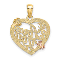 Load image into Gallery viewer, 14k Two-tone w/White Rhodium I LOVE YOU Heart w/Flowers Charm
