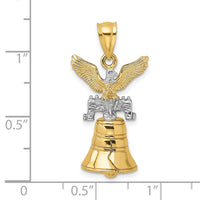 Load image into Gallery viewer, 14k w/Rhodium 3D Moveable Liberty Bell w/Eagle Top Charm
