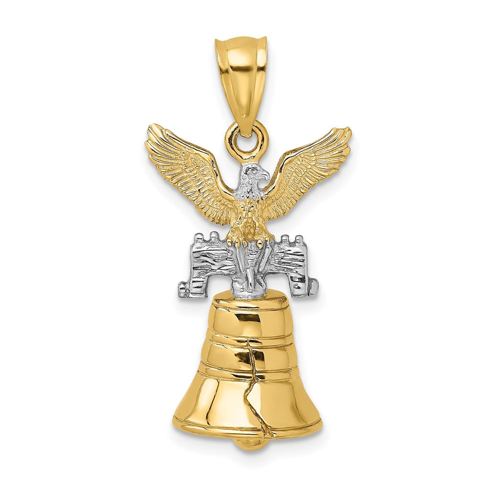 14k w/Rhodium 3D Moveable Liberty Bell w/Eagle Top Charm