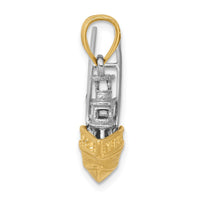 Load image into Gallery viewer, 14k Two-tone Textured 3-D Offshore Sportfishing Boat Charm
