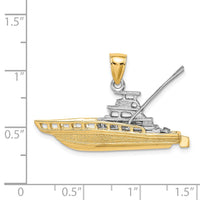 Load image into Gallery viewer, 14k Two-tone Textured 3-D Offshore Sportfishing Boat Charm

