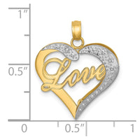 Load image into Gallery viewer, 14k with White Rhodium Heart Diamond-cut LOVE Charm

