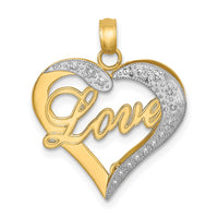 Load image into Gallery viewer, 14k with White Rhodium Heart Diamond-cut LOVE Charm
