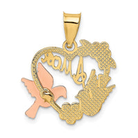 Load image into Gallery viewer, 14k Two-tone w/White Rhodium AMOR Heart w/Doves Charm
