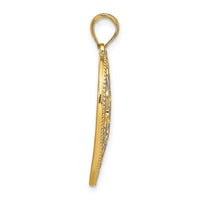 Load image into Gallery viewer, 14k w/Rhodium Filigree Leaf Accent Heart Charm
